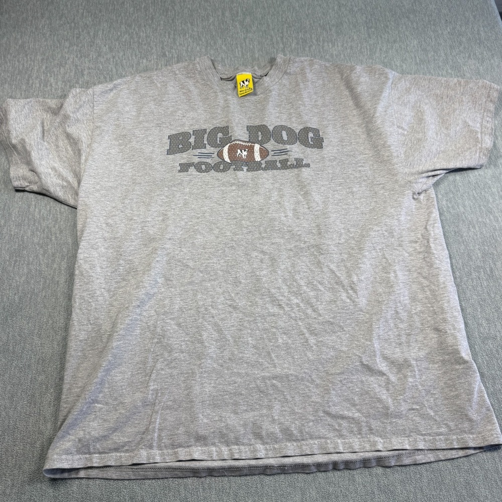 Big Dogs Shirt Men XXL Gray Big Dog Football Graphic Short Sleeve T-Shirt VTG